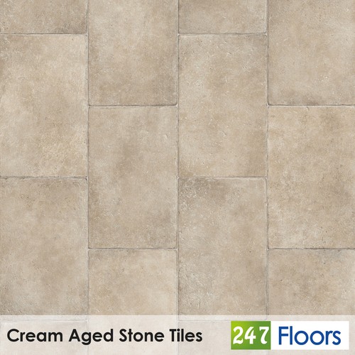 Cream aged stone tile - aged,