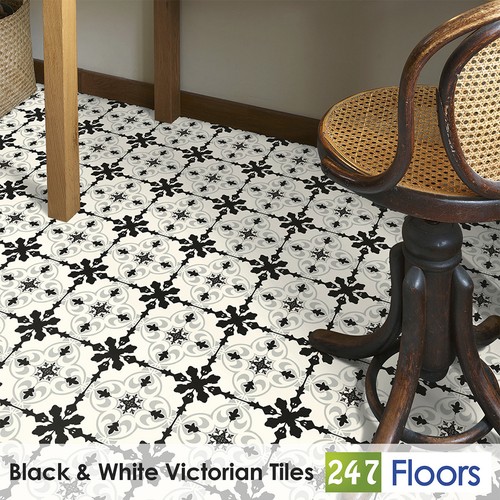 Black white victorian tile - &,