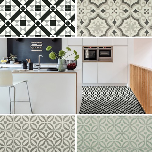 Vinyl flooring retro patterned - retro,