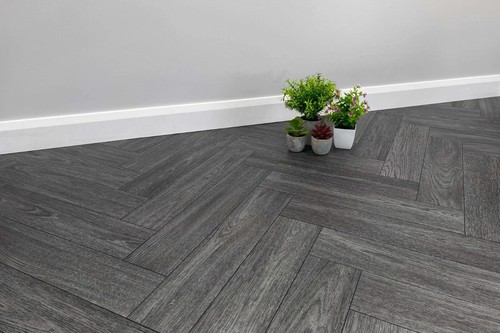 Dark grey herringbone - dark, wood